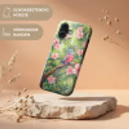 Papagaai - Hibiscusbloemen - Kleurrijk Toughcase MagSafe Apple iPhone 17 klein -USP_RandenV_NL
