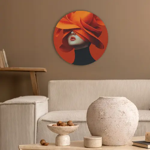 Oranje - Hoed - Vrouw Akoestische PET Vilt - Rond klein -sfeer1