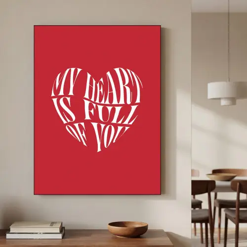 Rood - Hart- Tekst - Valentijn Textielframe - compleet frame klein -sfeer2