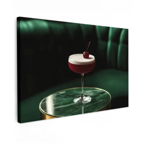Kers - Cocktail - Rood - Marmer Tuinposter op houten frame 2 cm dik klein -3d