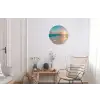 Zonsondergang - Strand - Zee - Zomer - Blauw Wandcirkel aluminium klein -woonkamer