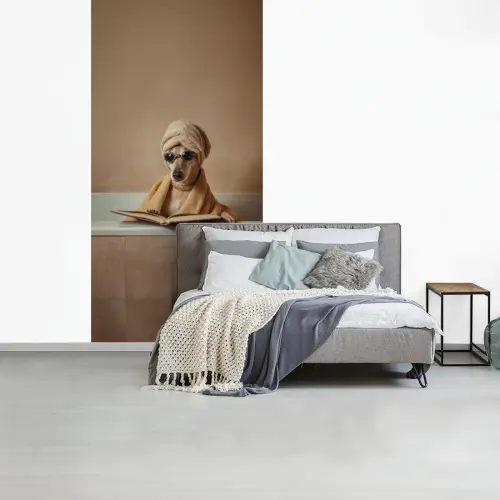 Bad - Hond - Boek - Zonnebril fotobehang vinyl groot -slaapkamer