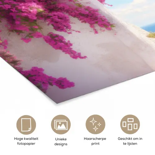 Zee - Roze - Bloemen - Poort poster papier klein -closeup_NL