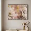 Buddha - Bloem - Goud - Roze - Abstract Textielframe - compleet frame klein -sfeer2