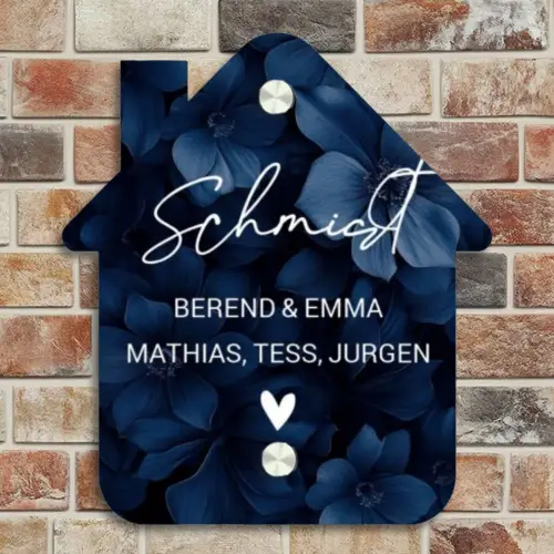 Blauwe bloemen - Sierlijk Naambord Huisje klein -sfeer6