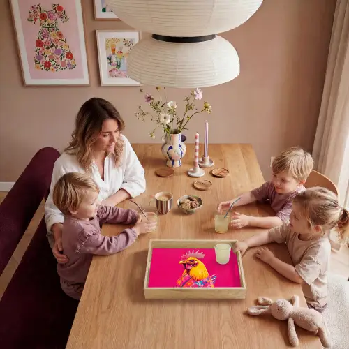 Haan - Kleurrijk - Kimono - Roze Dienblad Rechthoek middel -sfeer4