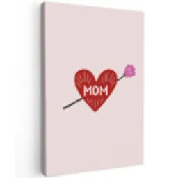 Hart - Rood - Bloem - Moeder Tuinposter op houten frame 2 cm dik middel -3d