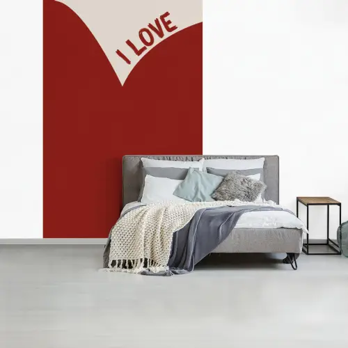 Loveyou - Rood - Hart fotobehang vinyl groot -slaapkamer