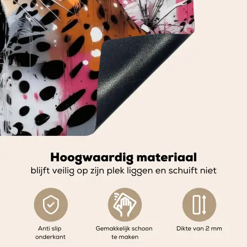 Abstract - Luipaard - Kleurrijk Inductie beschemer met haakjes klein -ky-onderkant-nl