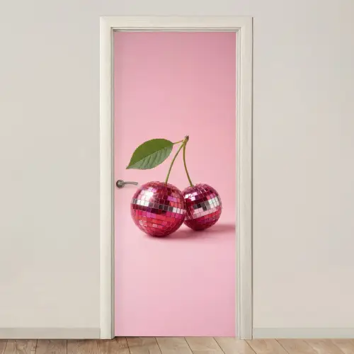 Disco - Kersen - Roze deurposter klein -3d_beige
