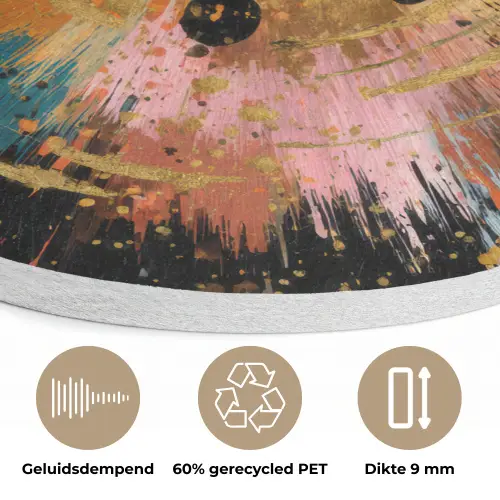 Explosie - Verfstructuur - Goud - Abstract Akoestische PET Vilt - Rond klein -closeup_NL