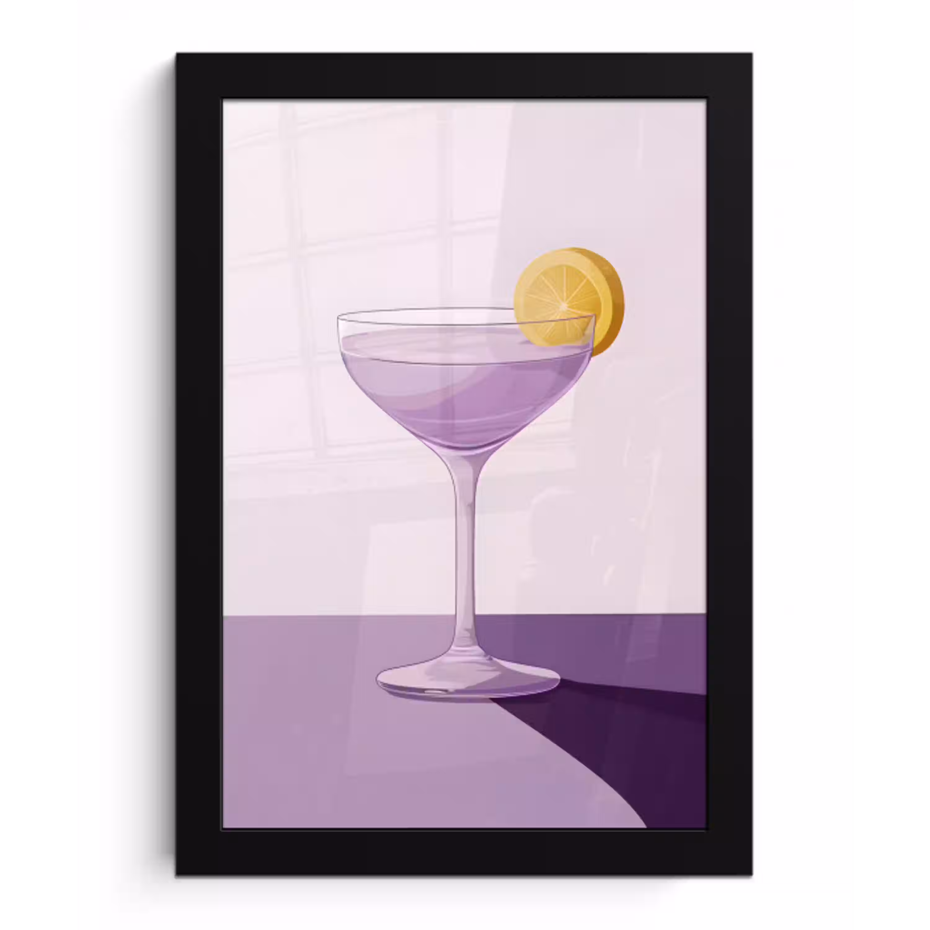 Cocktail - Paars - Minimalistisch - Citroen fotolijst zwart zonder passe partout klein -3d