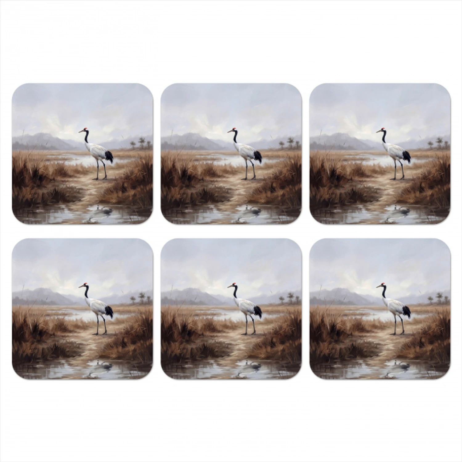 Kraanvogel - Natuur - Realistisch onderzetter kurk middel -3d