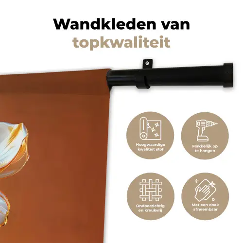 Glazen - Bloem - Oranje Wandkleed katoen klein -sfeer2