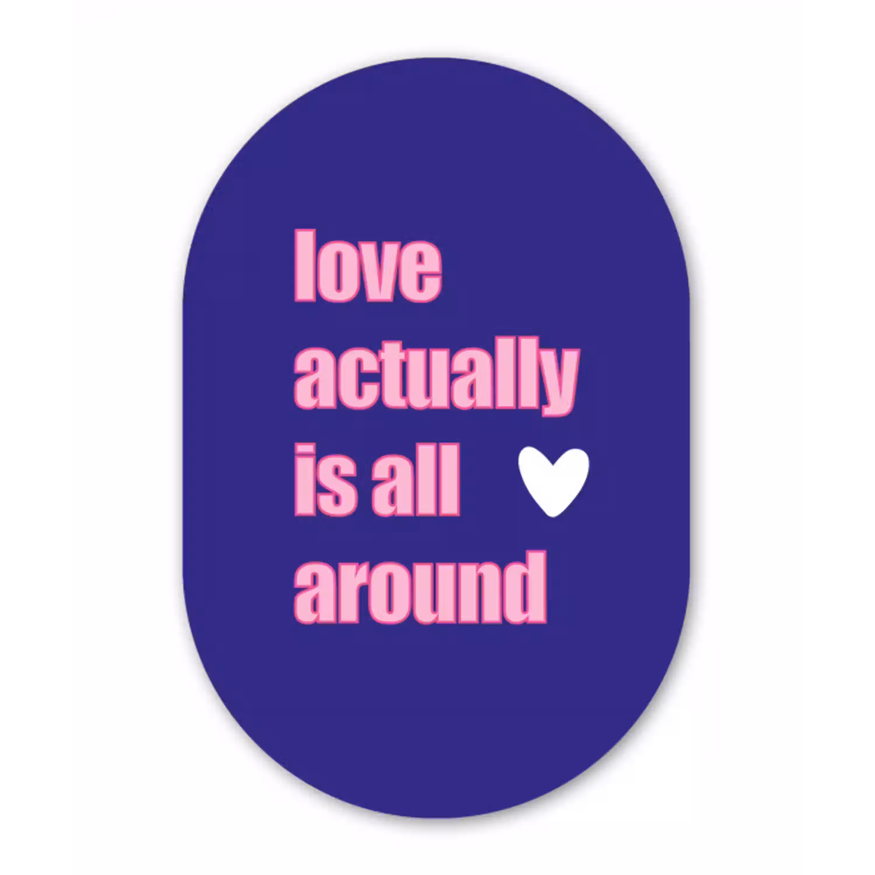 Tekst - Valentijn - Love - Blauw Wandcirkel Ovaal Glas middel -3d
