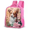 Hond in bloemenveld met vlinders Kinderrugzak - Roze middel -schuin