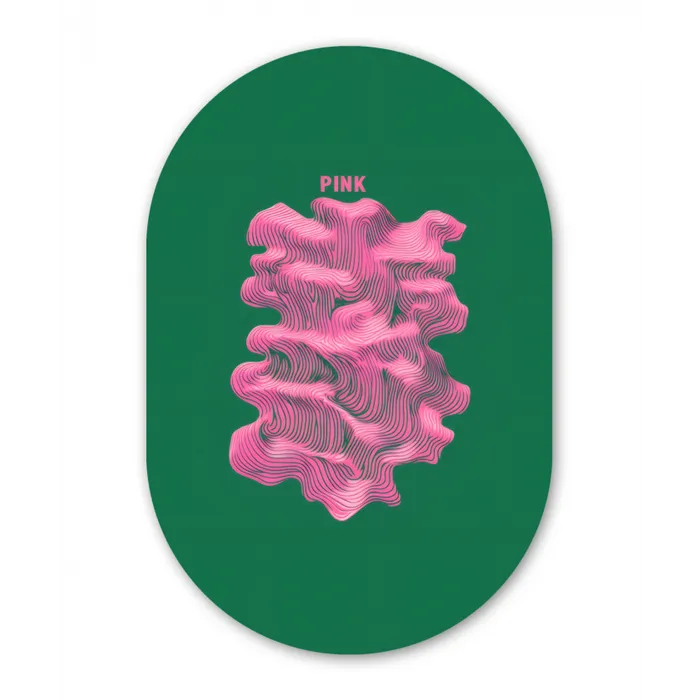 Abstract - Pink - Lijnen - Groen Wandcirkel Ovaal Glas middel -3d