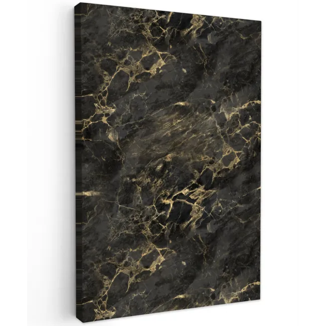 Zwart - Marmer - Goud - Nerf Tuinposter op houten frame 2 cm dik klein 841 -3d