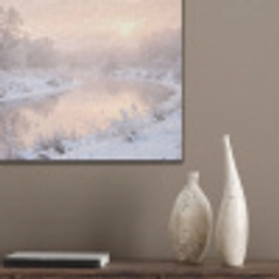 Rivier - Winter - Landschap - Sneeuw - Zonsopgang PET vilt klein -sfeer6_closeup