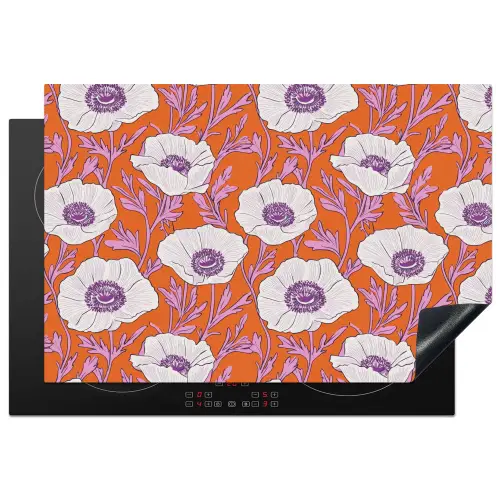 Bloemen - Grafisch - Oranje Inductie beschermer vinyl 3mm klein 276 -3d
