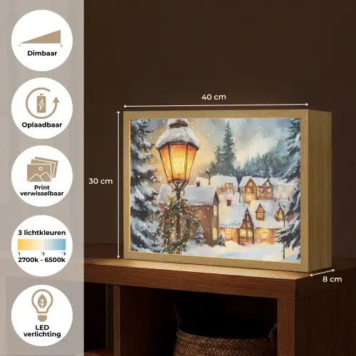 Kerstdorp - Huizen - Sneeuw - Kerst Light Box met batterij (Wandlamp) middel -USP_websiteoverzichtNL