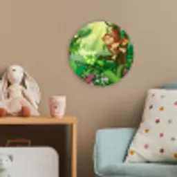 Aap - Jungle - Jongens - Meisjes - Bloemen - Kids Wandcirkel kunststof plaat 5mm dik klein -tsfeer1_kind