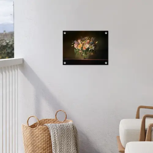 Glazen - Bloemen - Boeket - Kleuren tuinposter los doek klein -sfeer8