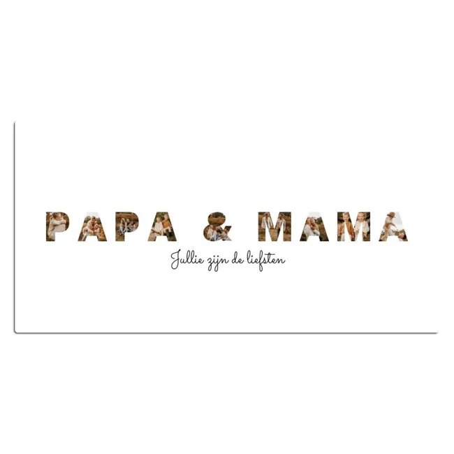 Gepersonaliseerde bureau onderlegger - Papa & Mama - Lettercollage