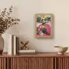 Vrouw - Kat - Bloemen - Kopje - Retro Light Box met kabel (Tafellamp) klein -sfeer2
