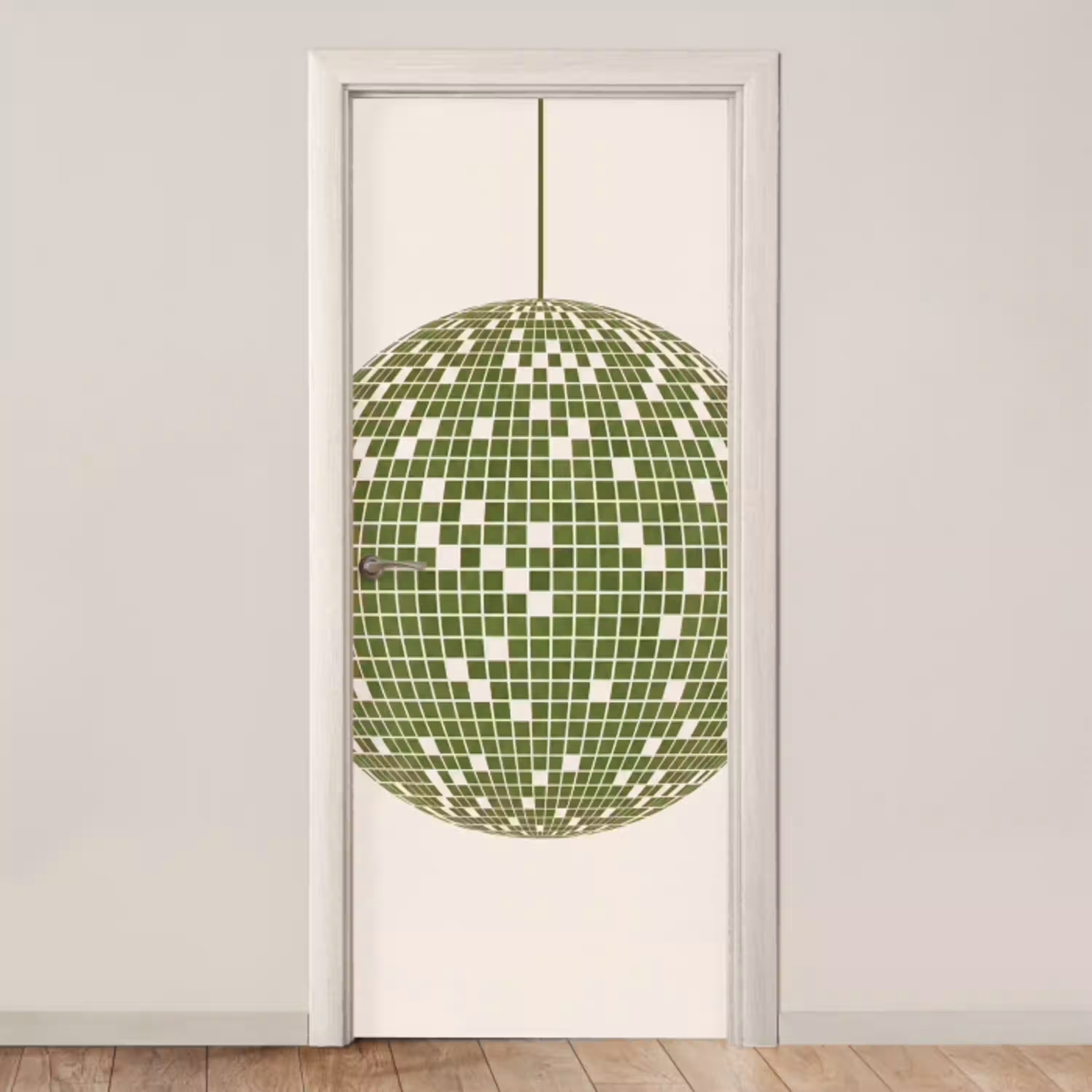 Disco - Bal - Groen - Abstract - Modern deurposter klein -3d_beige