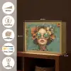 Vrouw - Bloemen - Vlinders - Natuur - Vintage Light Box met batterij (Wandlamp) middel -USP_websiteoverzichtNL