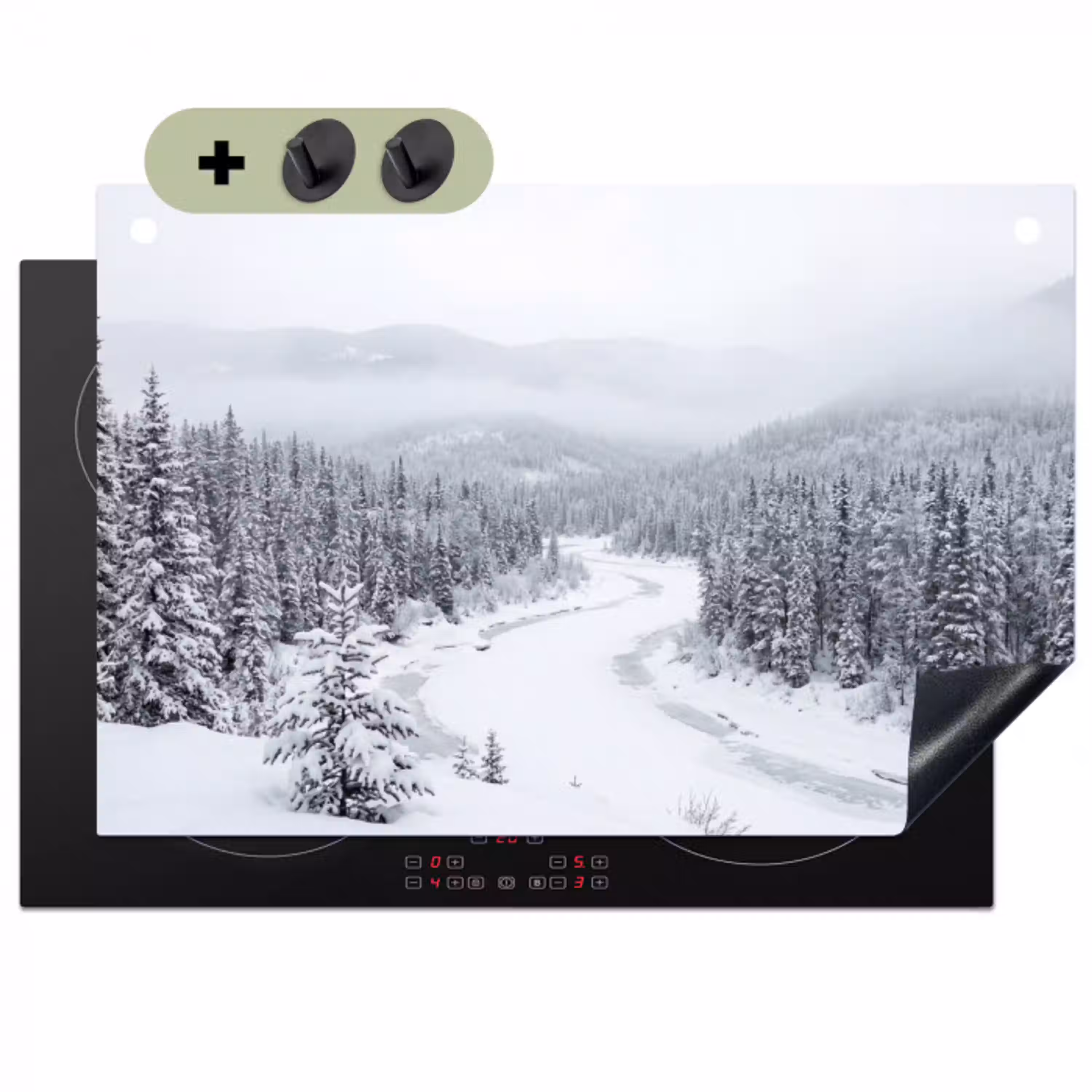 Rivier - Bevroren - Landschap - Winter Inductie beschemer met haakjes klein -3d