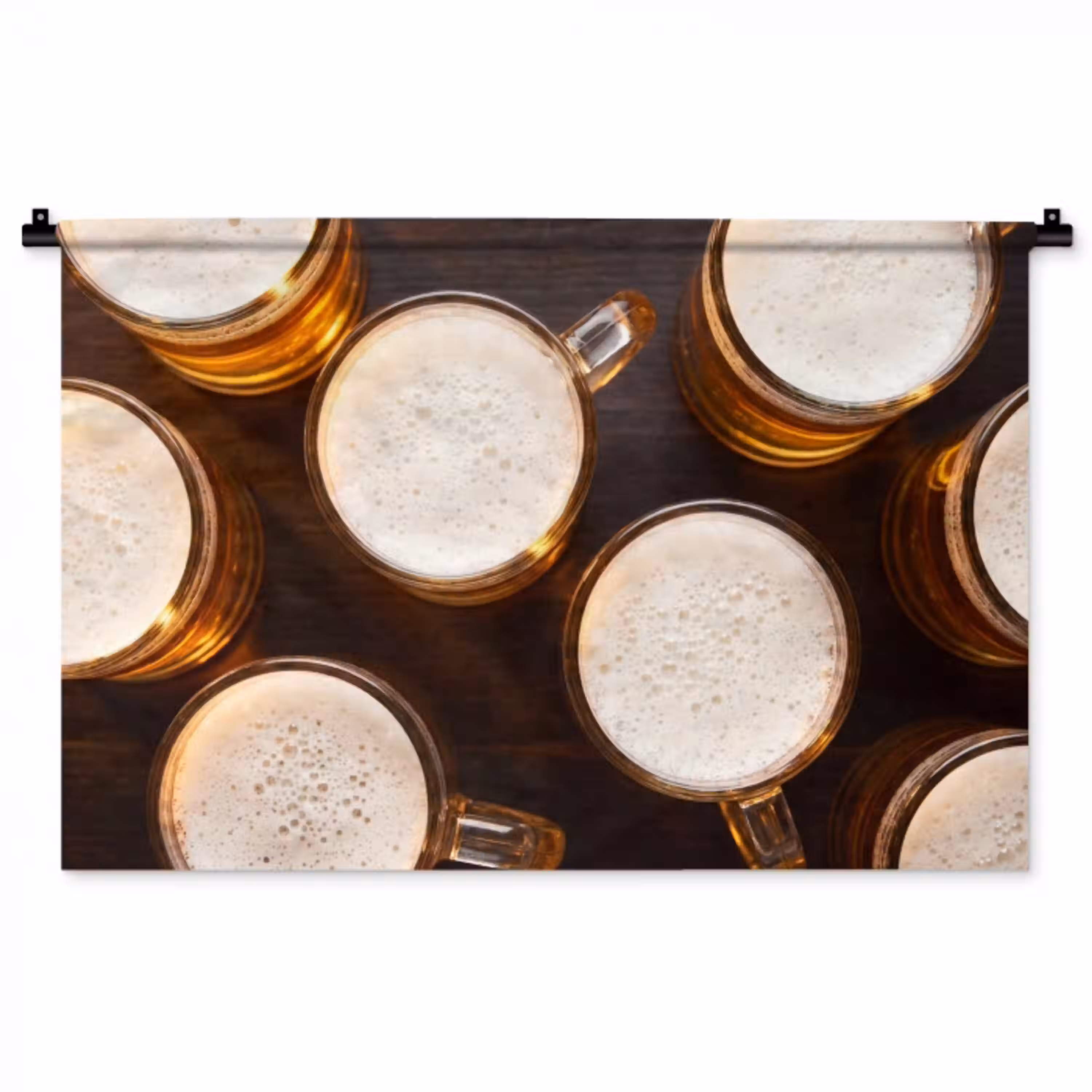 Bier - Glazen - Schuim - Hout - Drank Wandkleed katoen middel -zz3d