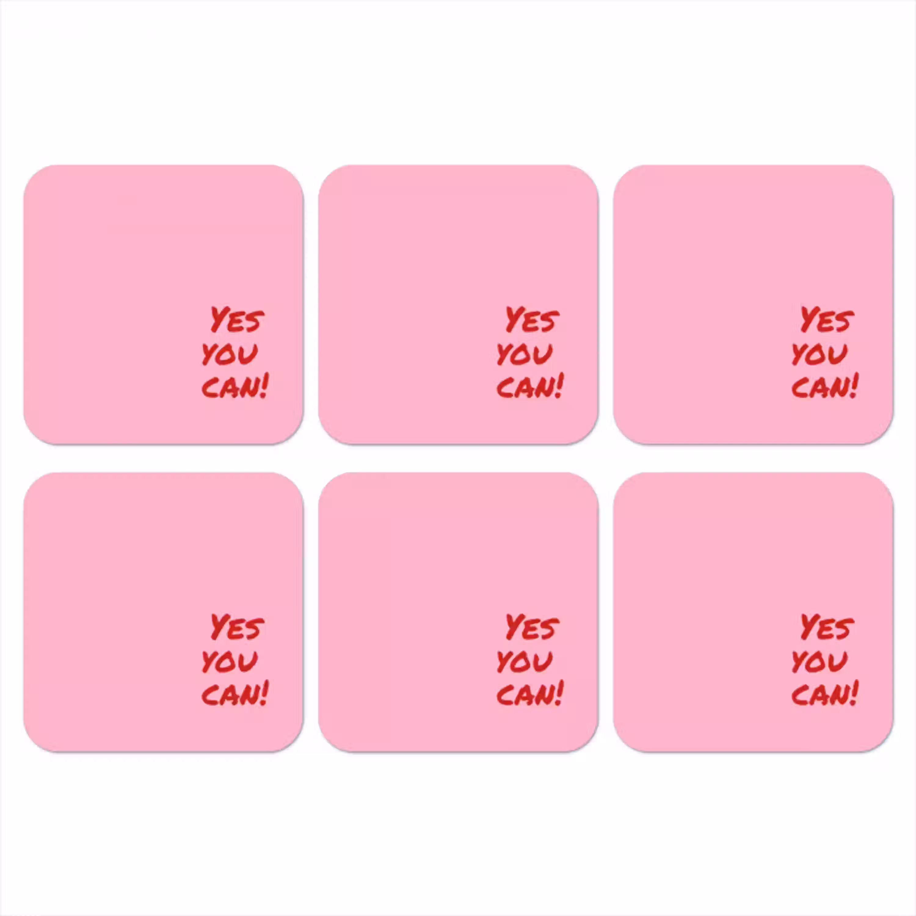 Yes you can do it - Rood - Roze onderzetter kurk middel -3d