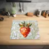 Aardbei - Rood - Mozaïek - Fruit Inductie beschermer vinyl 3mm middel -sfeer5