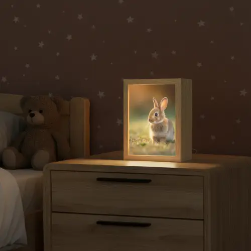 Konijntje - Bruin - Gras Light Box met kabel klein -sfeer1_kind