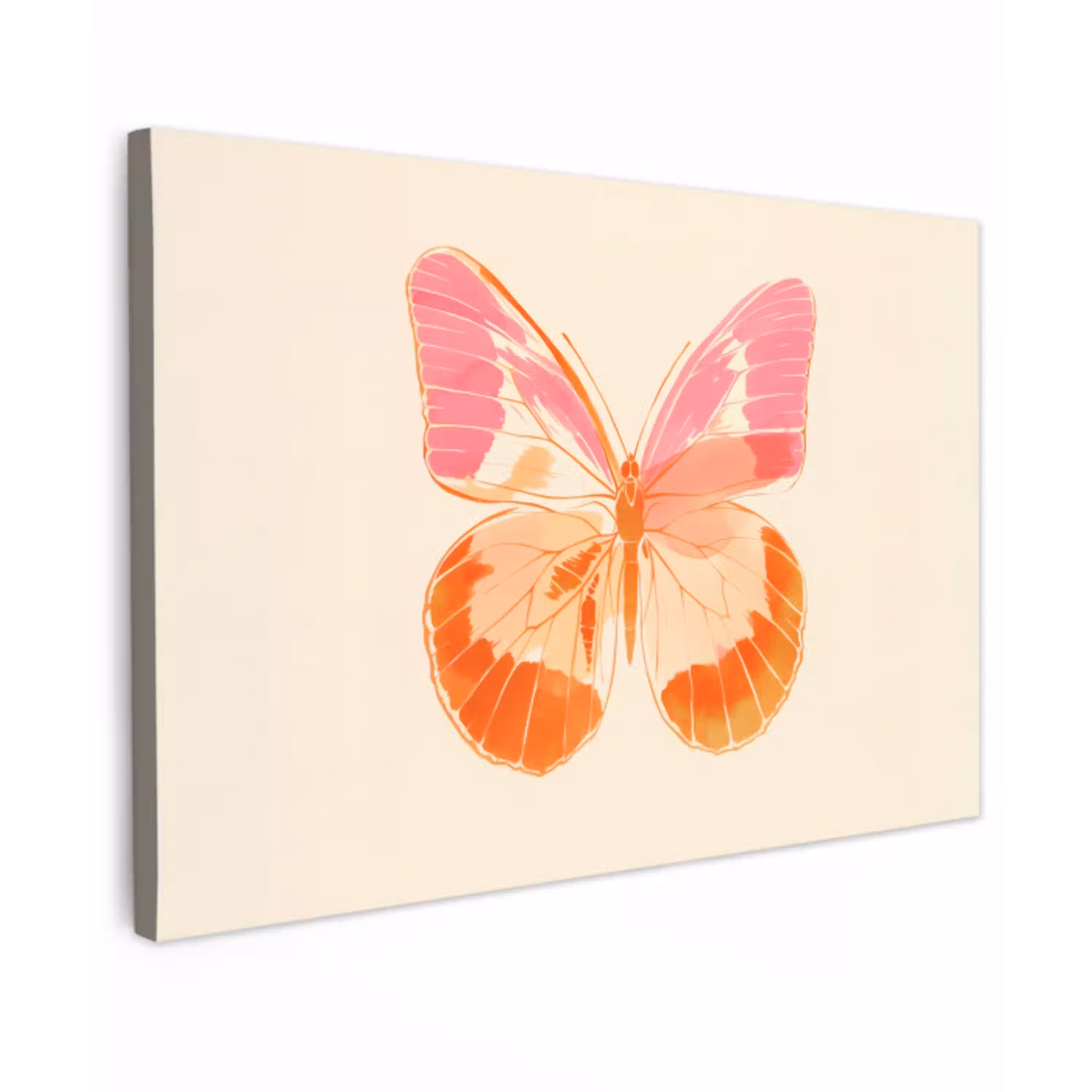 Oranje - Vlinder - Minimalistisch canvas 2cm klein -z3d