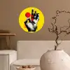 Hand - Rode cirkel - Geel Wandcirkel behangsticker klein -sfeer1