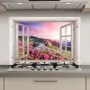 Bergen - Landschap - Doorkijk - Bloemen - Avond - Roze keuken achterwand spatscherm klein -3d_website