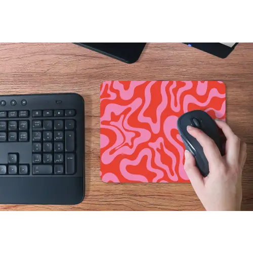 Abstract - Patroon - Rood - Roze - Minimalistisch muismat rubber klein -toetsenbord