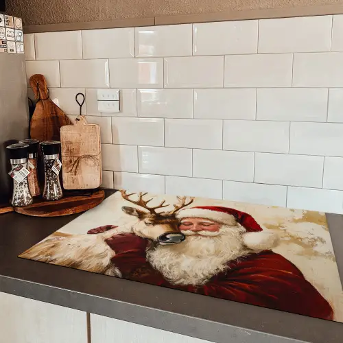 Kerstman - Rendier - Kerst - Christmas Inductie beschermer vinyl 3mm klein -sfeer3