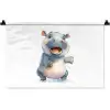 Nijlpaard - Baby dier - Dieren Wandkleed katoen klein -zz3d