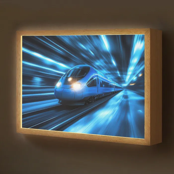 Trein - Blauw - Neon Light Box met batterij (Wandlamp kind) middel -z3d_website