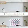 Ananas - Roze - Wit keuken achterwand spatscherm klein 900 -voor_na_NL