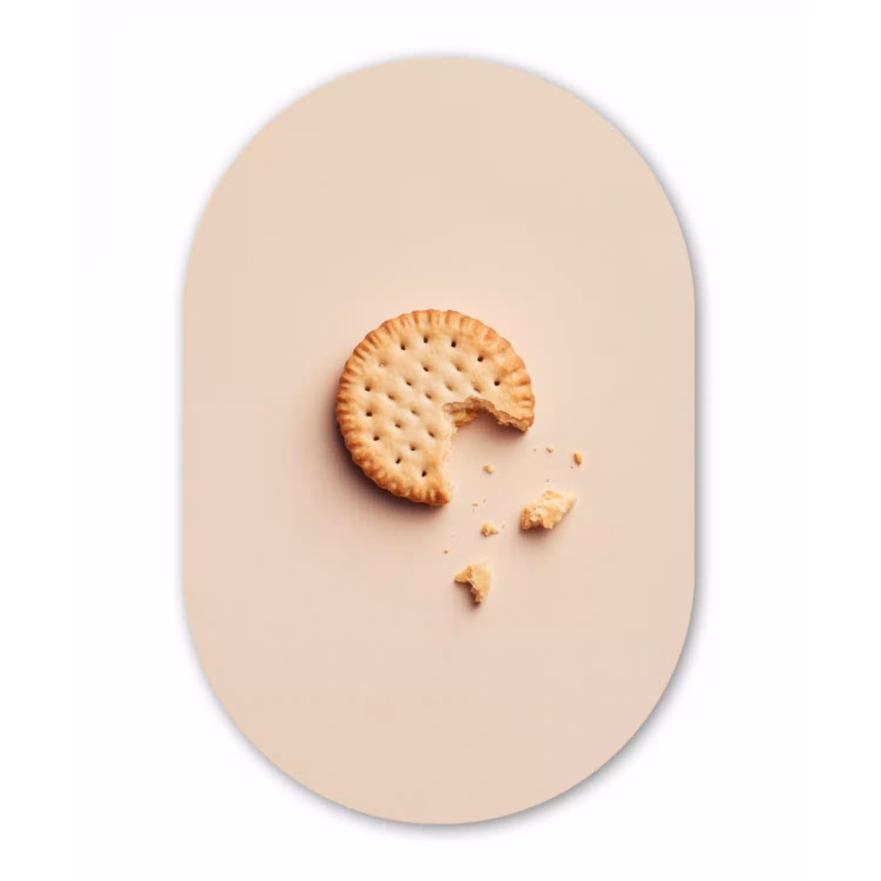 Koekje - Kruimels - beige Wandcirkel Ovaal Glas middel -3d