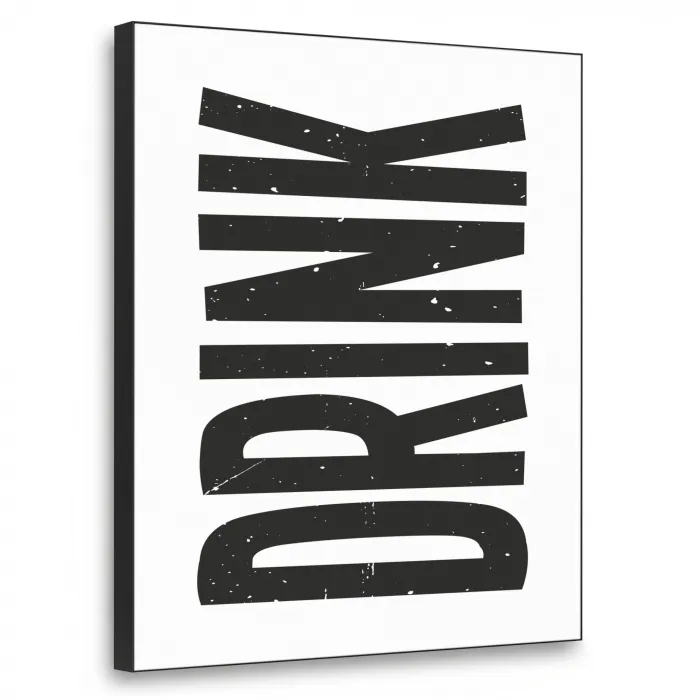 Drink - Zwart - Wit - Decoratie Textielframe - compleet frame klein -3d