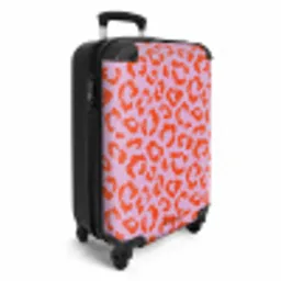 Dierenprints - Panterprint koffer in oranje en lichtroze NBS - Handbagage koffer - Unisex middel -productfoto_3d