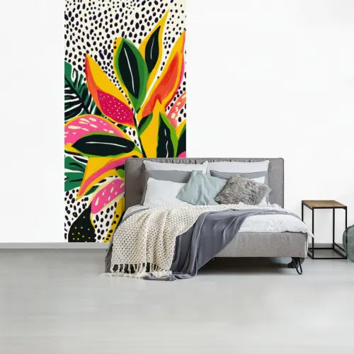 Tropisch - Bladeren - Zwart - wit fotobehang vinyl groot -slaapkamer