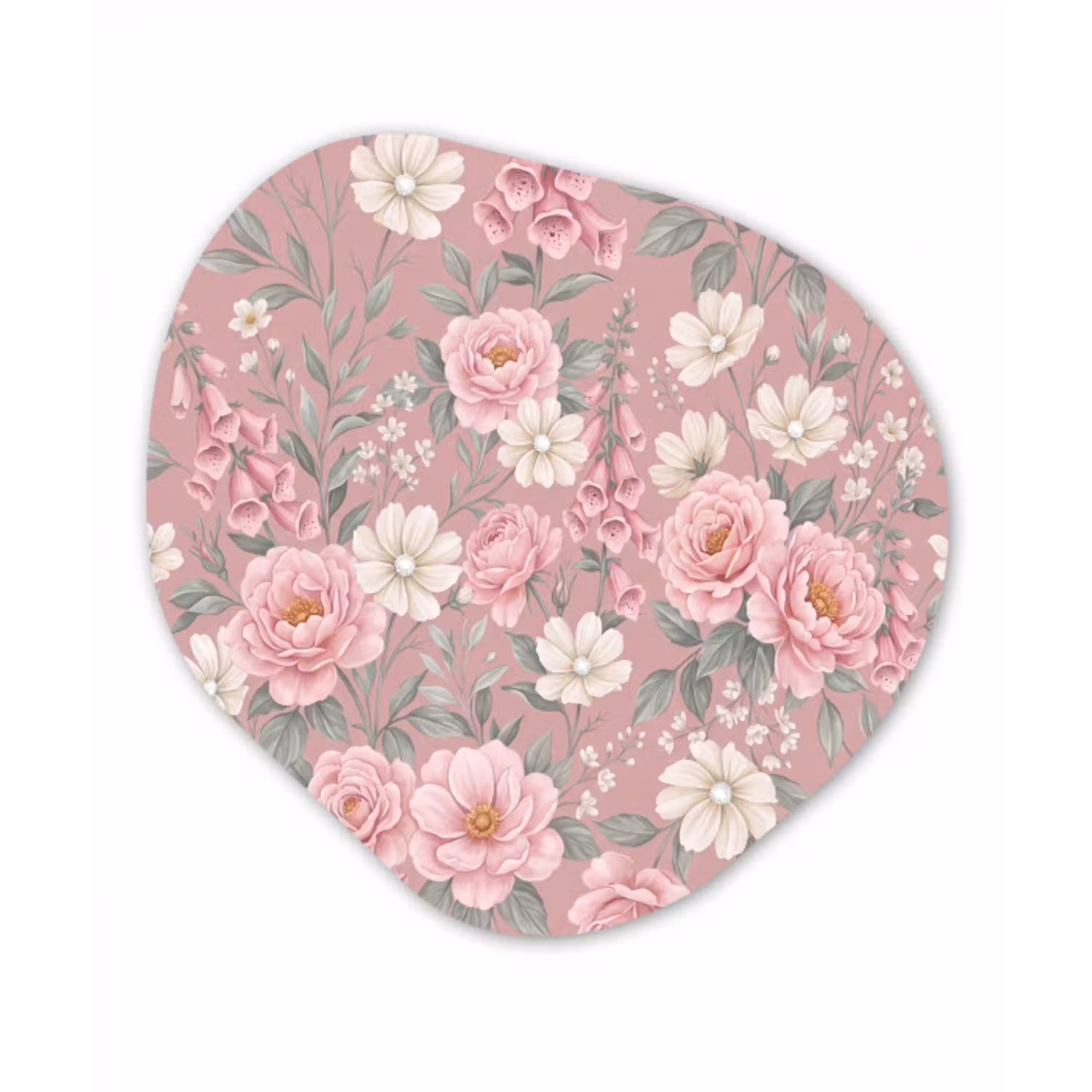 Pioenrozen - Vingerhoedskruid - Pink Wandcirkel Organisch Forex 3mm klein -3d