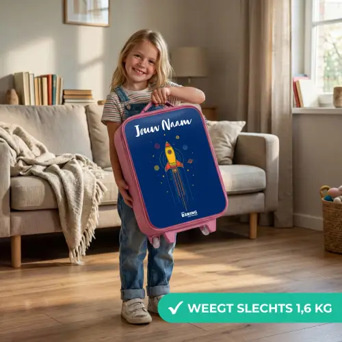Raket - Planeten - Sterren Kinderkoffer - Roze klein -sfeer2_NL